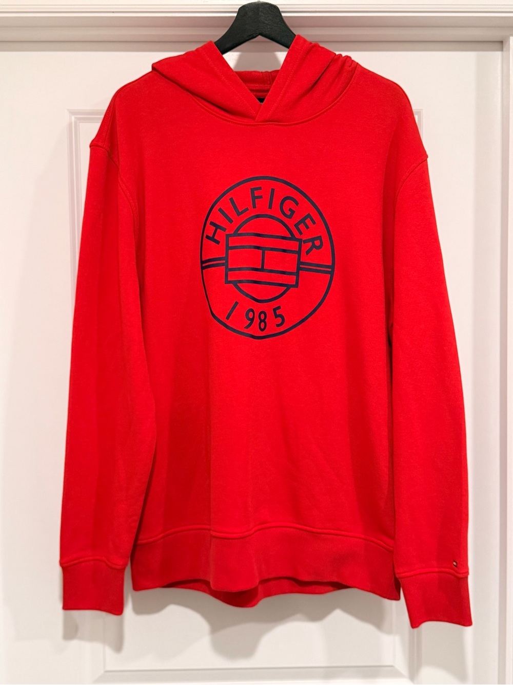 Tommy Hilfiger Red Hoodie with Navy Logo Graphic